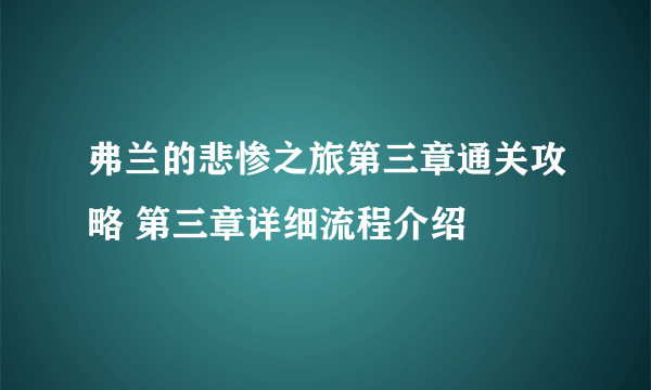 弗兰的悲惨之旅第三章通关攻略 第三章详细流程介绍