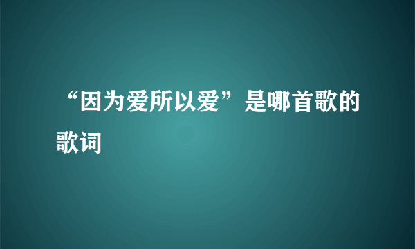 “因为爱所以爱”是哪首歌的歌词