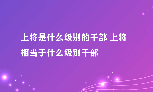 上将是什么级别的干部 上将相当于什么级别干部