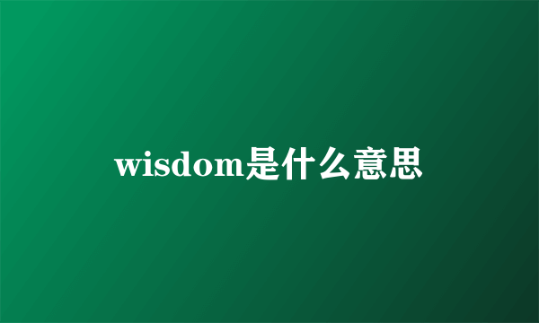 wisdom是什么意思