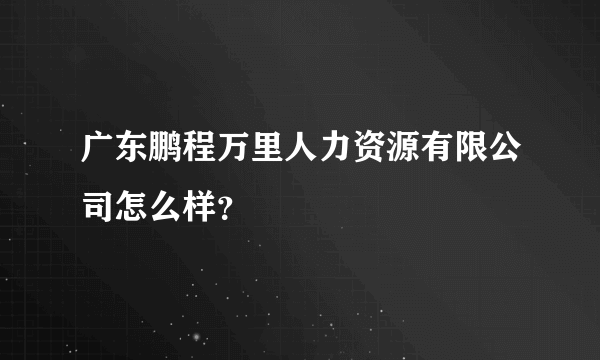 广东鹏程万里人力资源有限公司怎么样？