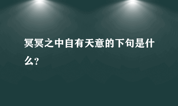 冥冥之中自有天意的下句是什么？