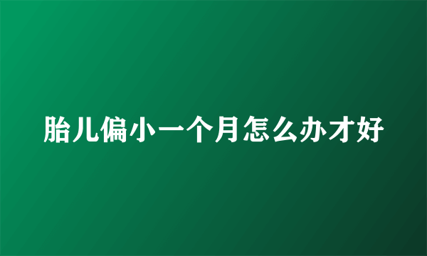 胎儿偏小一个月怎么办才好