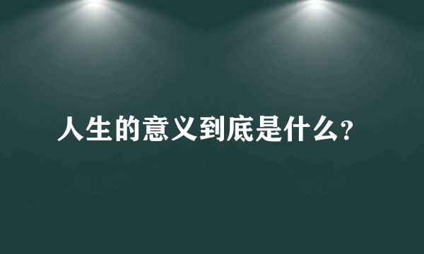 人生的意义到底是什么？