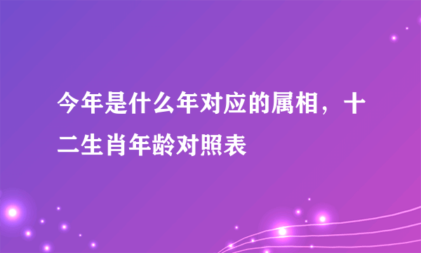 今年是什么年对应的属相，十二生肖年龄对照表