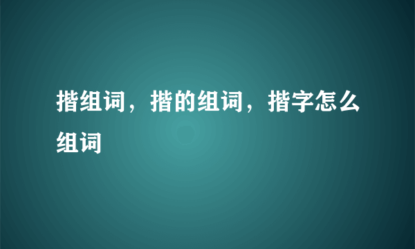 揩组词，揩的组词，揩字怎么组词