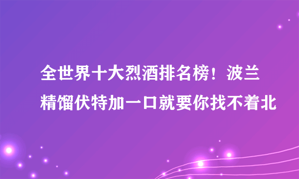 全世界十大烈酒排名榜！波兰精馏伏特加一口就要你找不着北