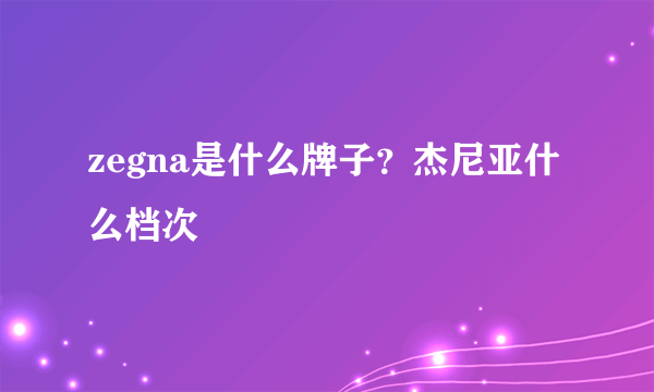 zegna是什么牌子？杰尼亚什么档次