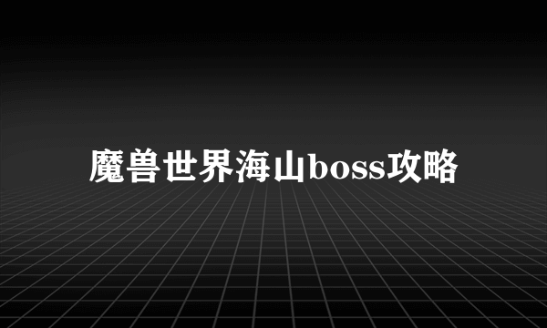 魔兽世界海山boss攻略