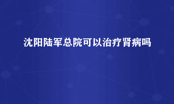 沈阳陆军总院可以治疗肾病吗