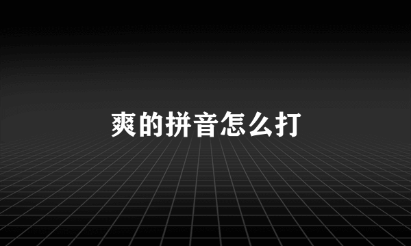 爽的拼音怎么打