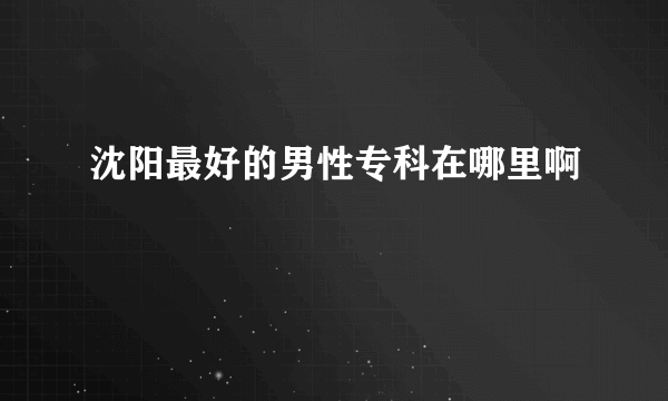 沈阳最好的男性专科在哪里啊