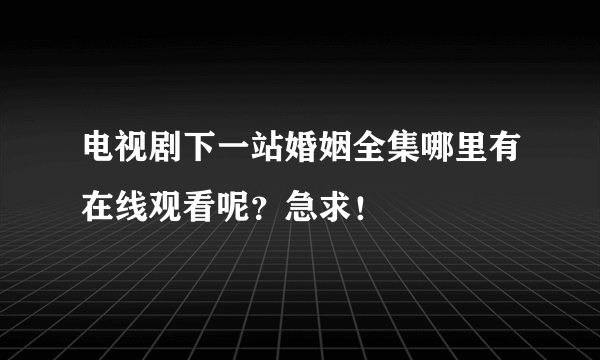 电视剧下一站婚姻全集哪里有在线观看呢？急求！