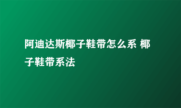 阿迪达斯椰子鞋带怎么系 椰子鞋带系法