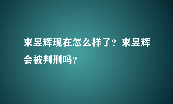 束昱辉现在怎么样了？束昱辉会被判刑吗？