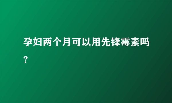 孕妇两个月可以用先锋霉素吗？