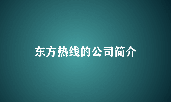 东方热线的公司简介