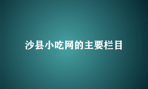 沙县小吃网的主要栏目