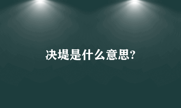 决堤是什么意思?