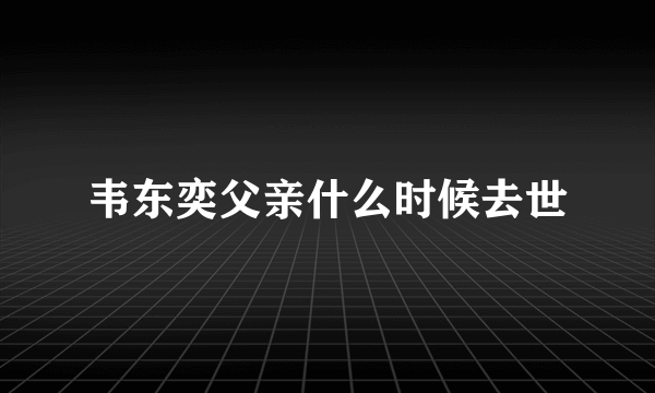 韦东奕父亲什么时候去世