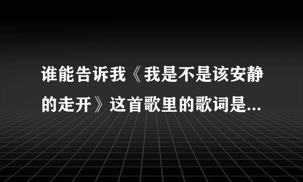 谁能告诉我《我是不是该安静的走开》这首歌里的歌词是什么意思？求解