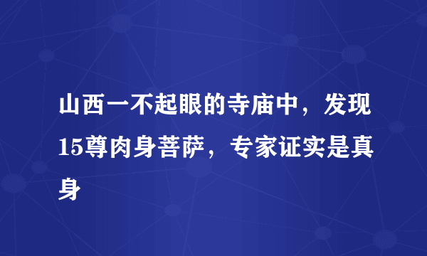 山西一不起眼的寺庙中，发现15尊肉身菩萨，专家证实是真身