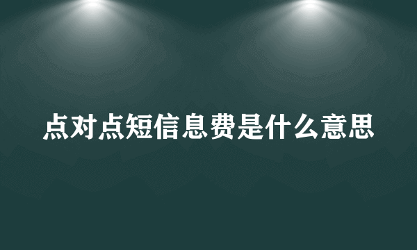 点对点短信息费是什么意思