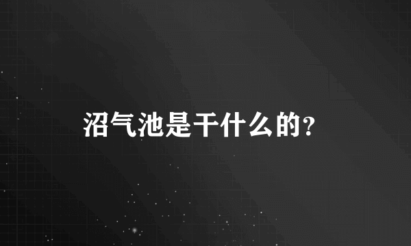 沼气池是干什么的？