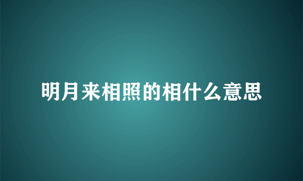 明月来相照的相什么意思