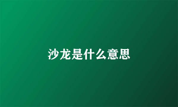 沙龙是什么意思