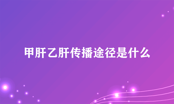 甲肝乙肝传播途径是什么