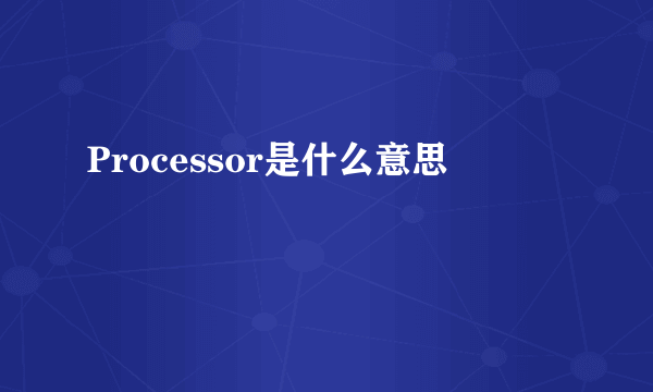 Processor是什么意思