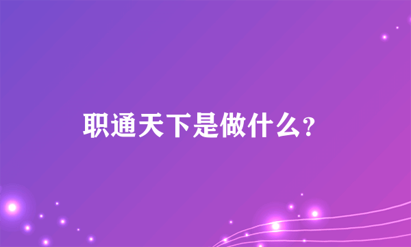 职通天下是做什么？