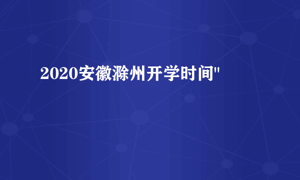 2020安徽滁州开学时间