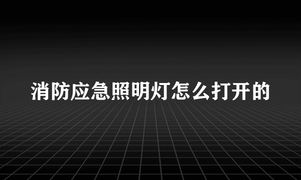 消防应急照明灯怎么打开的