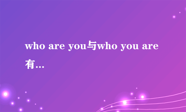 who are you与who you are 有什么区别