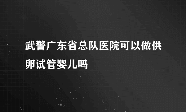 武警广东省总队医院可以做供卵试管婴儿吗