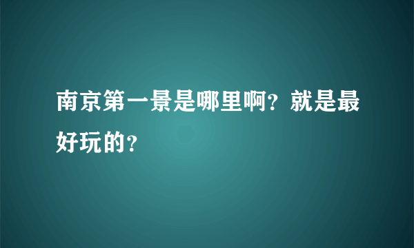 南京第一景是哪里啊？就是最好玩的？