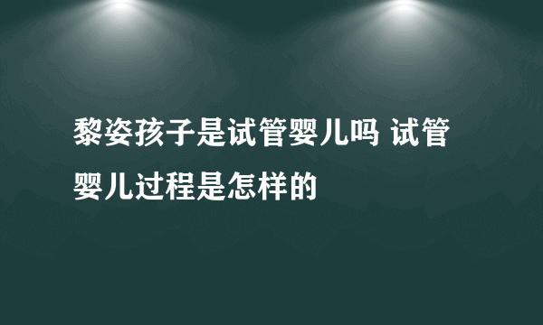 黎姿孩子是试管婴儿吗 试管婴儿过程是怎样的