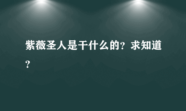 紫薇圣人是干什么的？求知道？