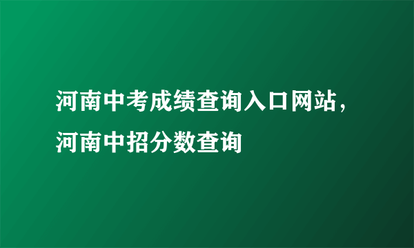 河南中考成绩查询入口网站，河南中招分数查询