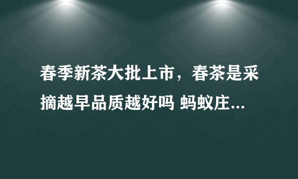 春季新茶大批上市，春茶是采摘越早品质越好吗 蚂蚁庄园今日答题3.13