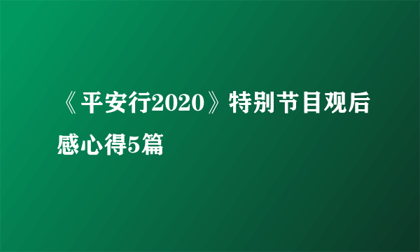 《平安行2020》特别节目观后感心得5篇