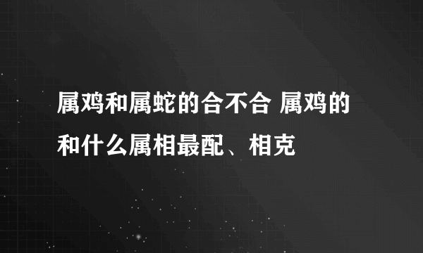 属鸡和属蛇的合不合 属鸡的和什么属相最配、相克