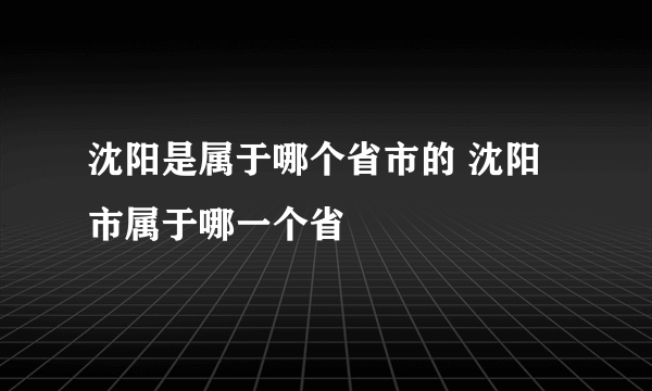 沈阳是属于哪个省市的 沈阳市属于哪一个省