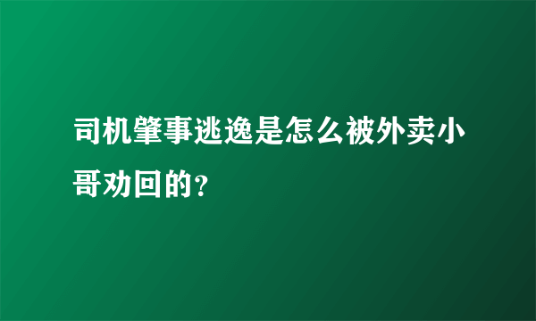 司机肇事逃逸是怎么被外卖小哥劝回的？