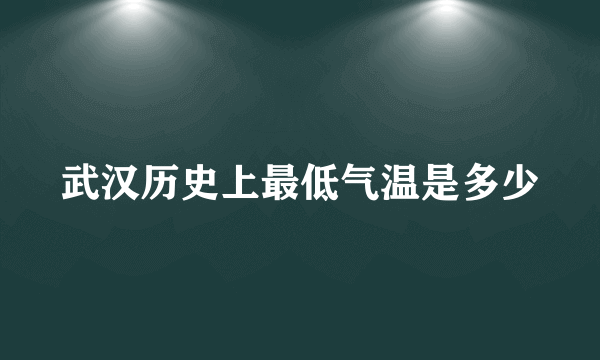 武汉历史上最低气温是多少