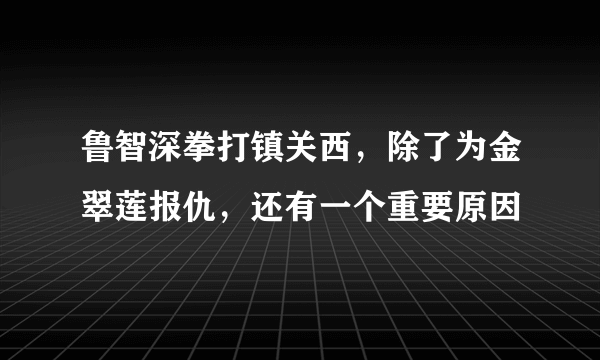 鲁智深拳打镇关西，除了为金翠莲报仇，还有一个重要原因