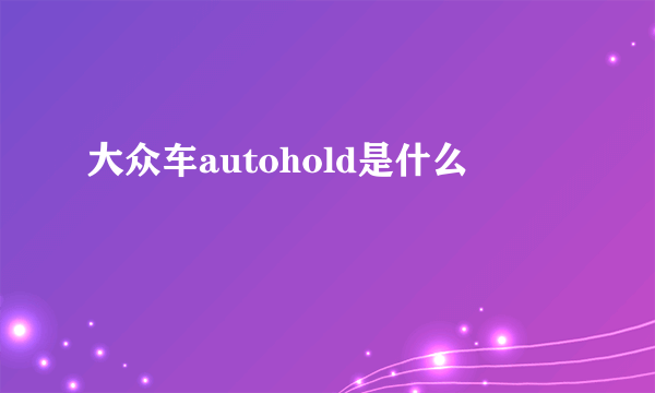 大众车autohold是什么