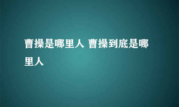 曹操是哪里人 曹操到底是哪里人